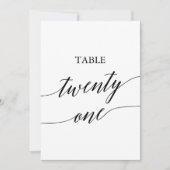 Elegant zwart 5x7 afdrukbare tafel nummer 21 kaart (Voorkant)