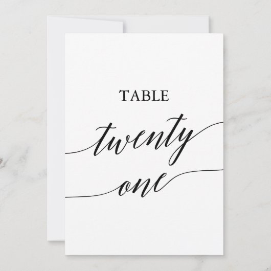 Elegant zwart 5x7 afdrukbare tafel nummer 21 kaart (Achterkant)
