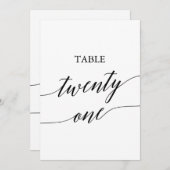 Elegant zwart 5x7 afdrukbare tafel nummer 21 kaart (Voorkant / Achterkant)