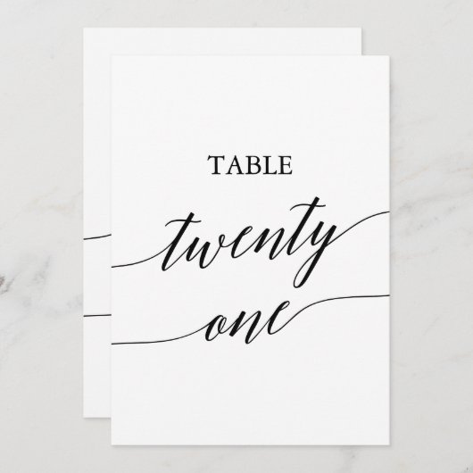 Elegant zwart 5x7 afdrukbare tafel nummer 21 kaart (Voorkant / Achterkant)