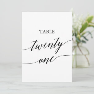 Elegant zwart 5x7 afdrukbare tafel nummer 21 kaart