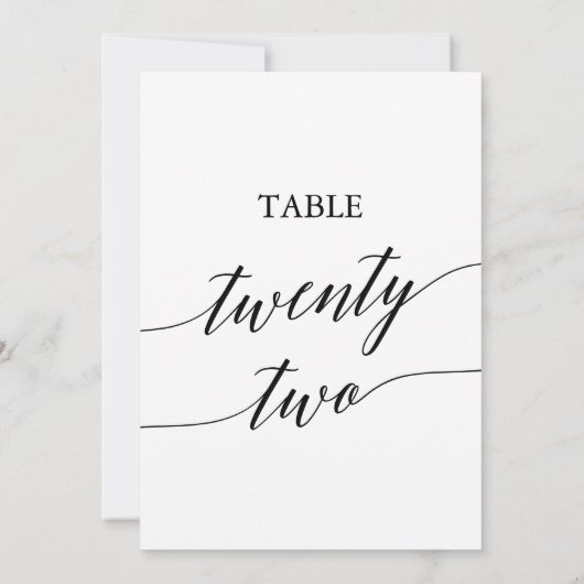 Elegant zwart 5x7 afdrukbare tafel nummer 22 kaart (Achterkant)