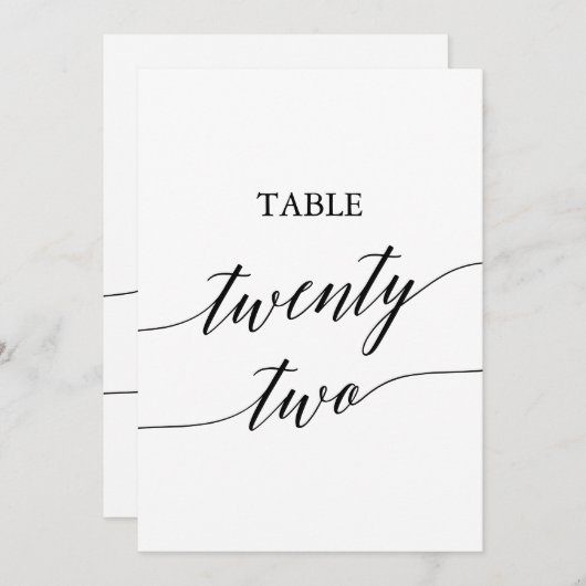 Elegant zwart 5x7 afdrukbare tafel nummer 22 kaart (Voorkant / Achterkant)