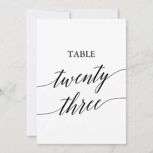 Elegant zwart 5x7 afdrukbare tafel nummer 23 kaart (Voorkant)