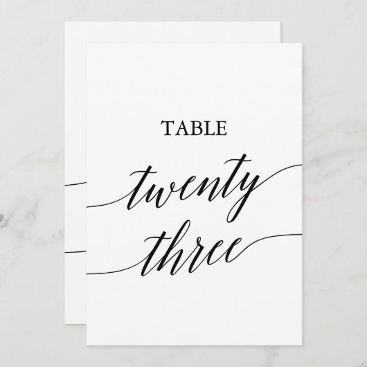 Elegant zwart 5x7 afdrukbare tafel nummer 23 kaart (Voorkant / Achterkant)