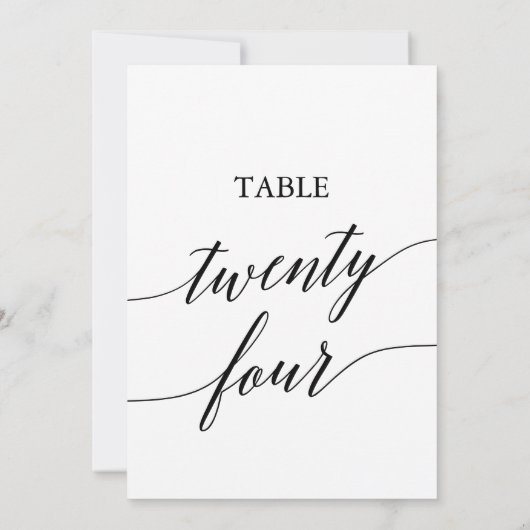 Elegant zwart 5x7 afdrukbare tafel nummer 24 kaart (Achterkant)