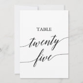 Elegant zwart 5x7 afdrukbare tafel nummer 25 kaart (Achterkant)