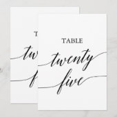 Elegant zwart 5x7 afdrukbare tafel nummer 25 kaart (Voorkant / Achterkant)