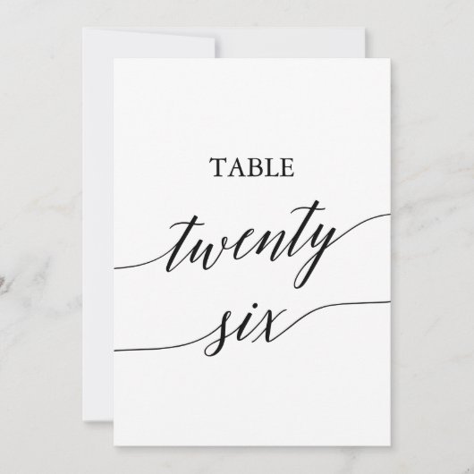 Elegant zwart 5x7 afdrukbare tafel nummer 26 kaart (Voorkant)