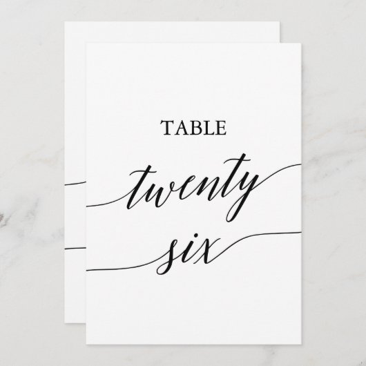 Elegant zwart 5x7 afdrukbare tafel nummer 26 kaart (Voorkant / Achterkant)