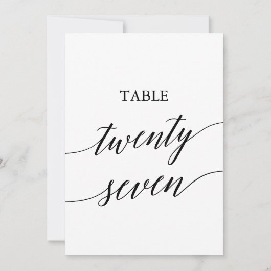 Elegant zwart 5x7 afdrukbare tafel nummer 27 kaart (Voorkant)