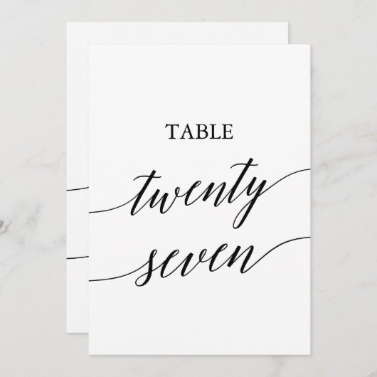 Elegant zwart 5x7 afdrukbare tafel nummer 27 kaart (Voorkant / Achterkant)