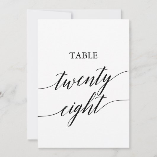 Elegant zwart 5x7 afdrukbare tafel nummer 28 kaart (Achterkant)
