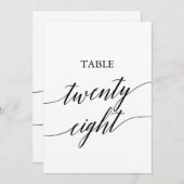 Elegant zwart 5x7 afdrukbare tafel nummer 28 kaart (Voorkant / Achterkant)