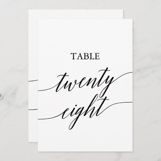 Elegant zwart 5x7 afdrukbare tafel nummer 28 kaart (Voorkant / Achterkant)