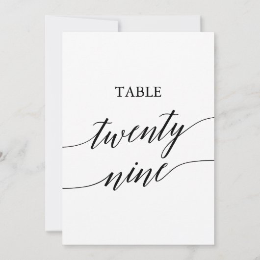 Elegant zwart 5x7 afdrukbare tafel nummer 29 kaart (Achterkant)