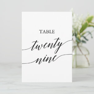 Elegant zwart 5x7 afdrukbare tafel nummer 29 kaart