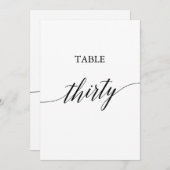 Elegant zwart 5x7 afdrukbare tafel nummer 30 kaart (Voorkant / Achterkant)