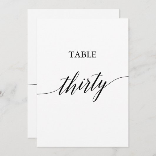 Elegant zwart 5x7 afdrukbare tafel nummer 30 kaart (Voorkant / Achterkant)