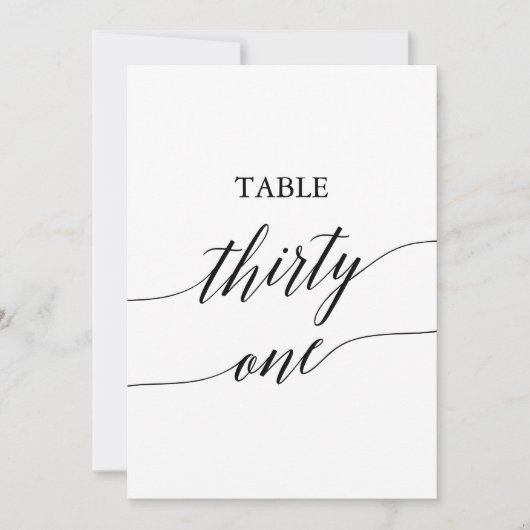 Elegant zwart 5x7 afdrukbare tafel nummer 31 kaart (Voorkant)