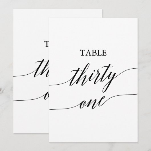 Elegant zwart 5x7 afdrukbare tafel nummer 31 kaart (Voorkant / Achterkant)