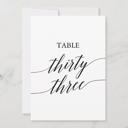 Elegant zwart 5x7 afdrukbare tafel nummer 33 kaart (Voorkant)