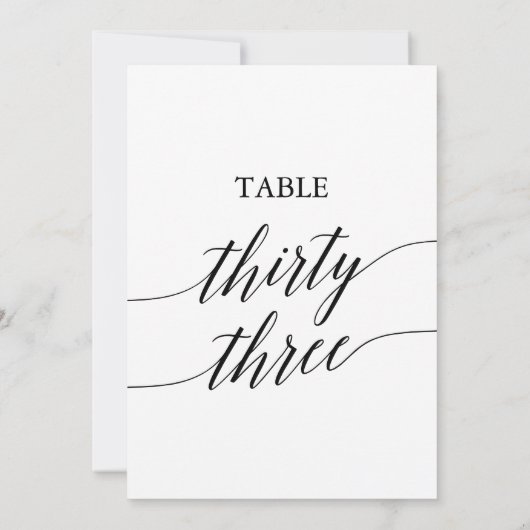Elegant zwart 5x7 afdrukbare tafel nummer 33 kaart (Achterkant)