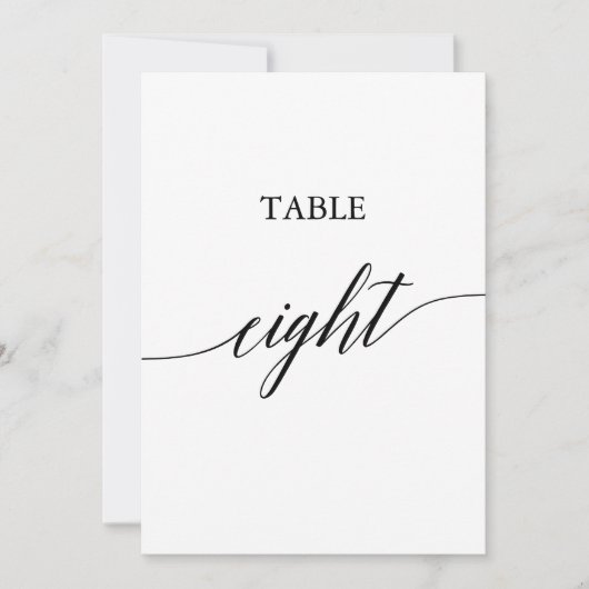 Elegant zwart 5x7 afdrukbare tafel nummer acht kaart (Voorkant)