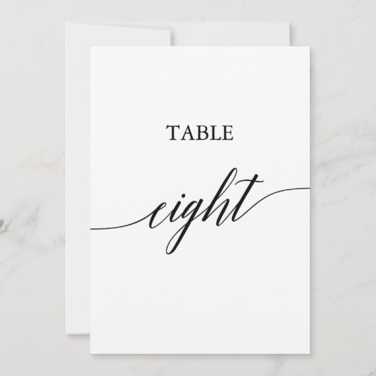 Elegant zwart 5x7 afdrukbare tafel nummer acht kaart (Achterkant)