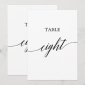 Elegant zwart 5x7 afdrukbare tafel nummer acht kaart (Voorkant / Achterkant)