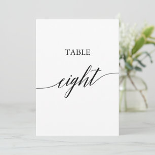 Elegant zwart 5x7 afdrukbare tafel nummer acht kaart