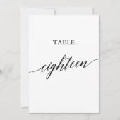 Elegant zwart 5x7 afdrukbare tafel nummer achttien kaart (Voorkant)