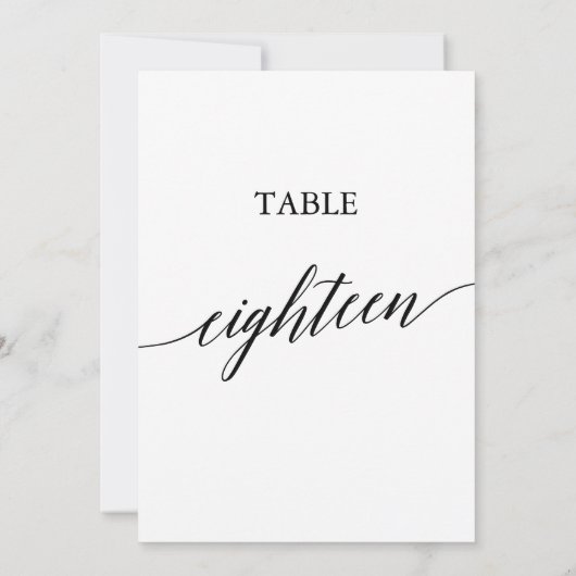 Elegant zwart 5x7 afdrukbare tafel nummer achttien kaart (Achterkant)