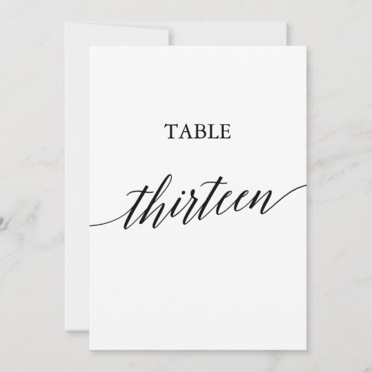 Elegant zwart 5x7 afdrukbare tafel nummer dertien kaart (Voorkant)