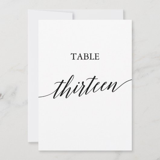 Elegant zwart 5x7 afdrukbare tafel nummer dertien kaart (Achterkant)