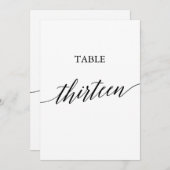 Elegant zwart 5x7 afdrukbare tafel nummer dertien kaart (Voorkant / Achterkant)