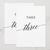 Elegant zwart 5x7 afdrukbare tafel nummer drie kaart (Voorkant / Achterkant)