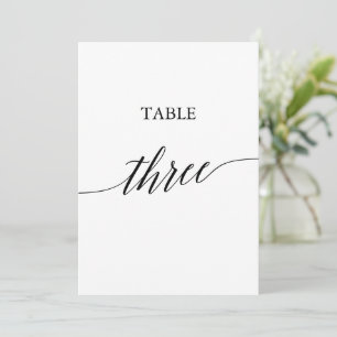 Elegant zwart 5x7 afdrukbare tafel nummer drie kaart