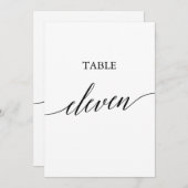 Elegant zwart 5x7 afdrukbare tafel nummer elf kaart (Voorkant / Achterkant)