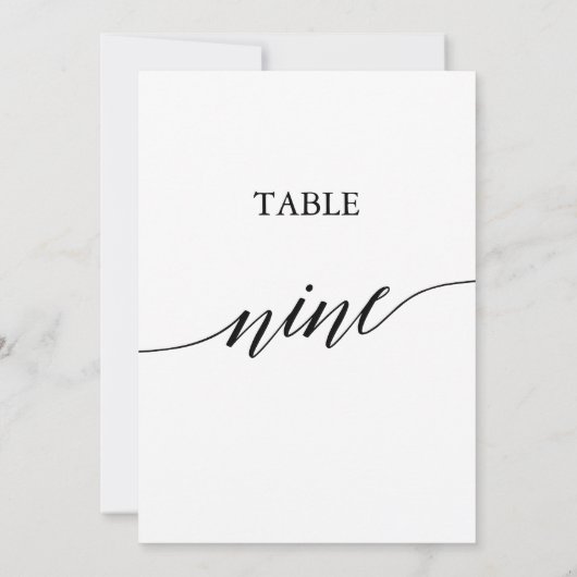 Elegant zwart 5x7 afdrukbare tafel nummer negen kaart (Achterkant)