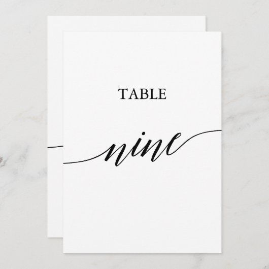 Elegant zwart 5x7 afdrukbare tafel nummer negen kaart (Voorkant / Achterkant)