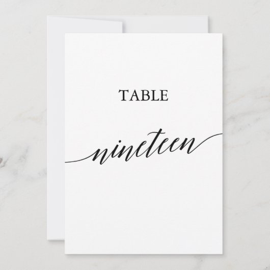 Elegant zwart 5x7 afdrukbare tafel nummer negentie kaart (Achterkant)