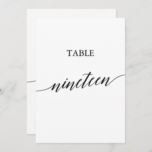 Elegant zwart 5x7 afdrukbare tafel nummer negentie kaart (Voorkant / Achterkant)