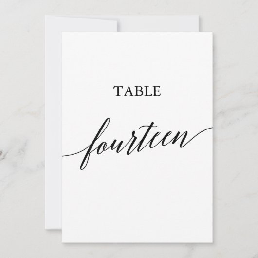 Elegant zwart 5x7 afdrukbare tafel nummer veertien kaart (Voorkant)