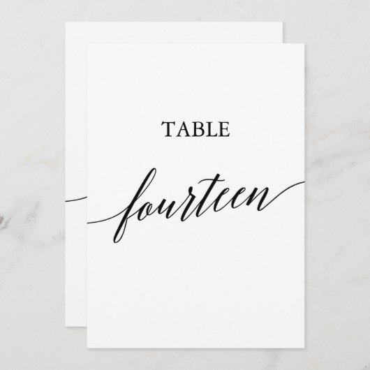Elegant zwart 5x7 afdrukbare tafel nummer veertien kaart (Voorkant / Achterkant)