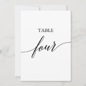 Elegant zwart 5x7 afdrukbare tafel nummer vier kaart (Voorkant)