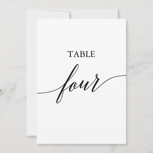 Elegant zwart 5x7 afdrukbare tafel nummer vier kaart (Voorkant)