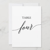 Elegant zwart 5x7 afdrukbare tafel nummer vier kaart (Achterkant)