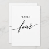 Elegant zwart 5x7 afdrukbare tafel nummer vier kaart (Voorkant / Achterkant)