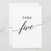 Elegant zwart 5x7 afdrukbare tafel nummer vijf kaart (Voorkant / Achterkant)